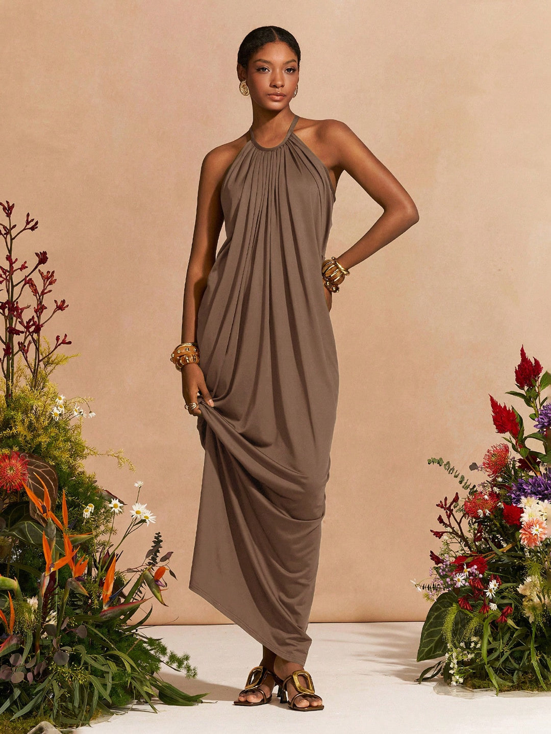 Rochie maxi SHEIN, maro