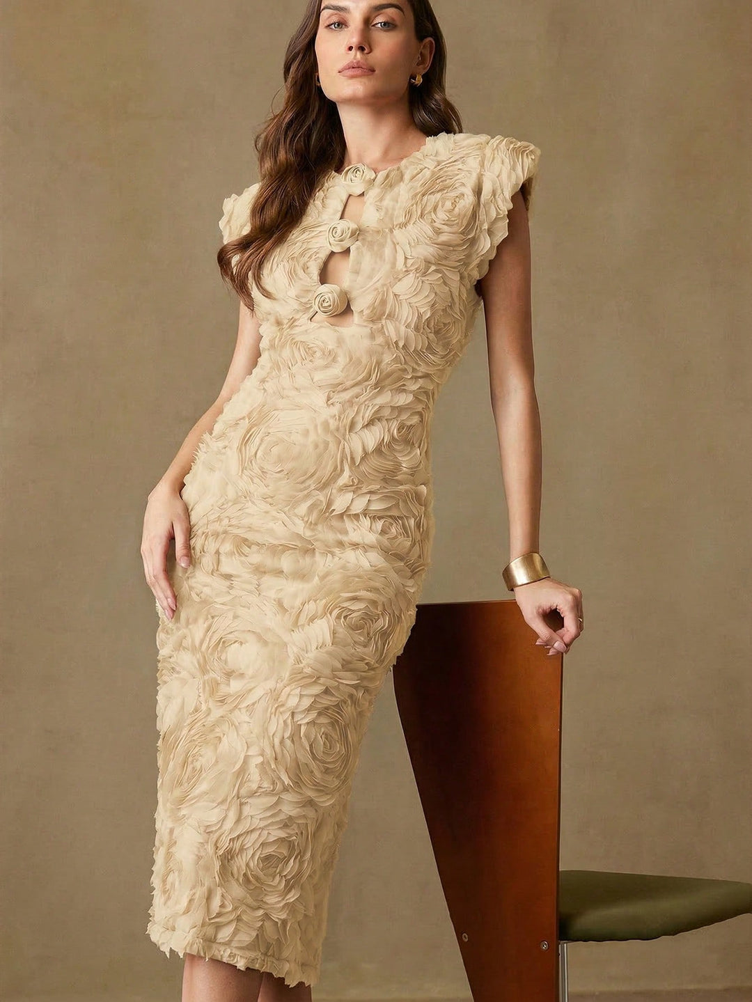 Rochie midi SHEIN, crem