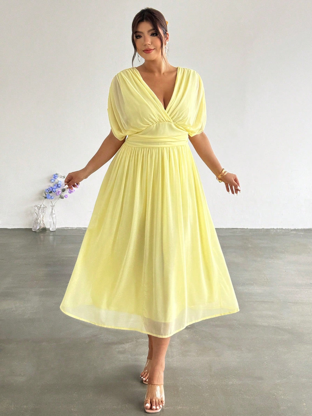 Rochie midi SHEIN, galben
