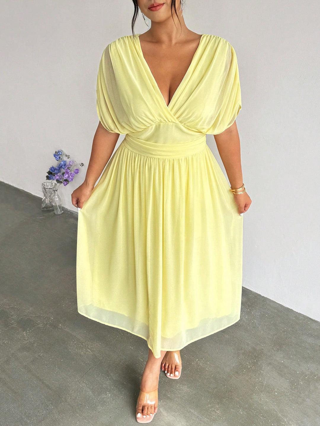 Rochie midi SHEIN, galben