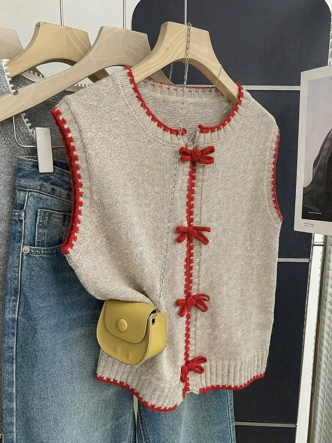 Vesta tricotată SHEIN, kaki