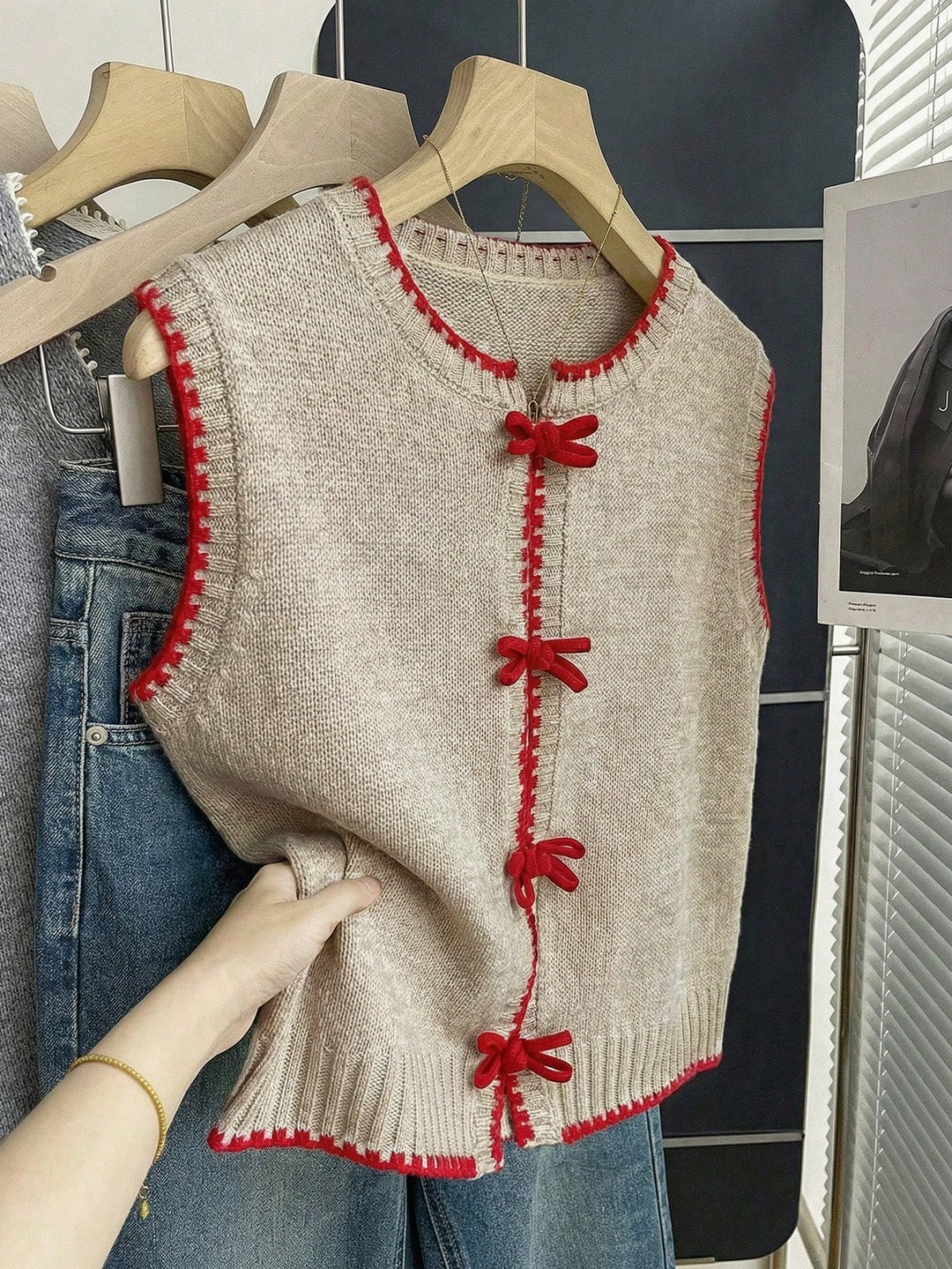 Vesta tricotată SHEIN, kaki