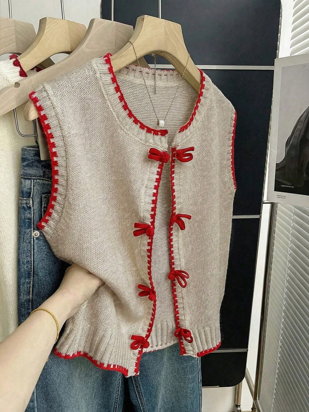 Vesta tricotată SHEIN, kaki