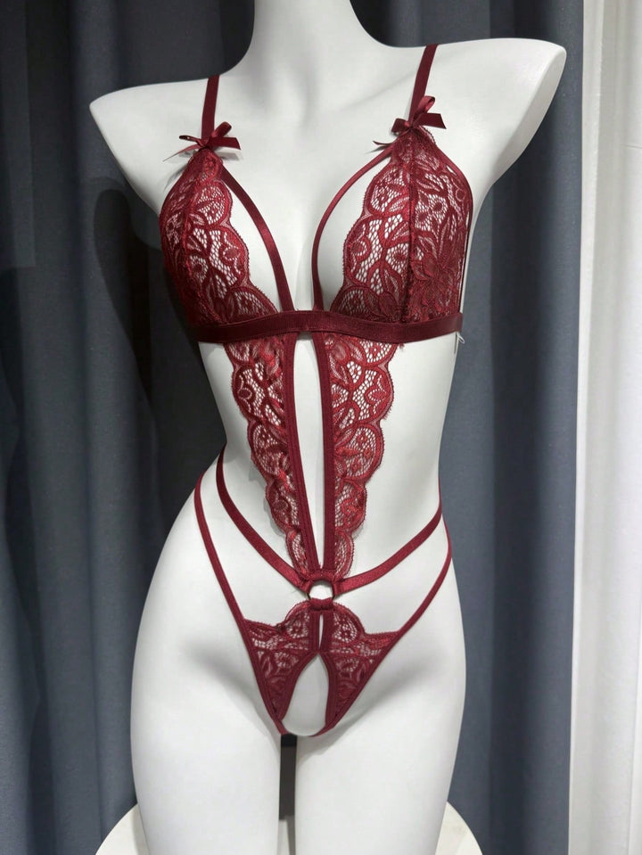 SHEIN csipkebody, bordó
