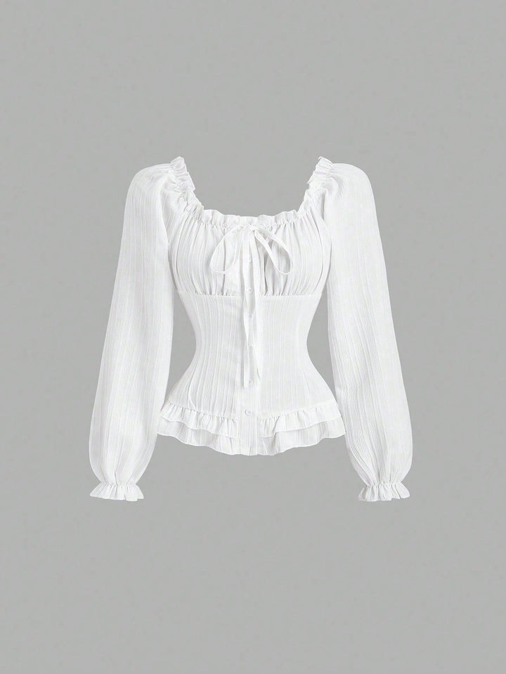 Bluza romantica SHEIN, alb