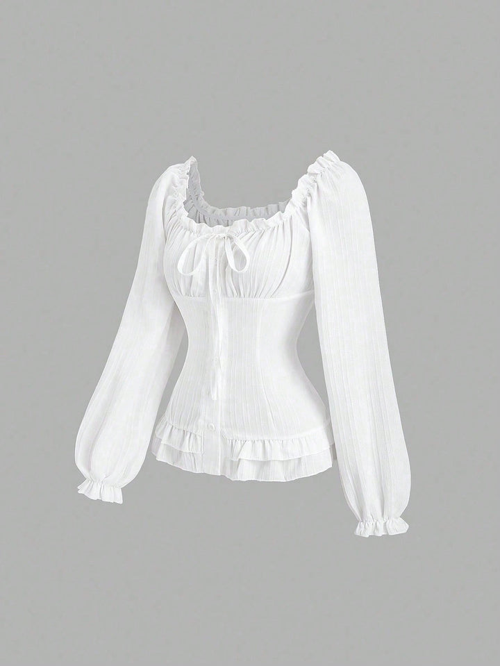 Bluza romantica SHEIN, alb
