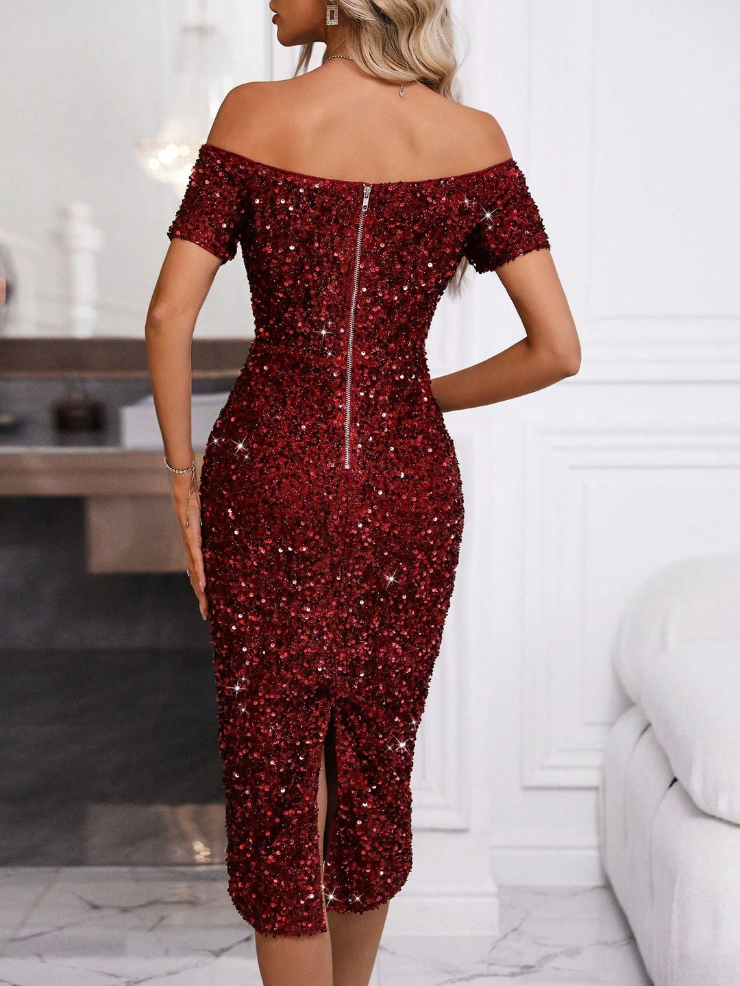 Rochie midi SHEIN, vișiniu