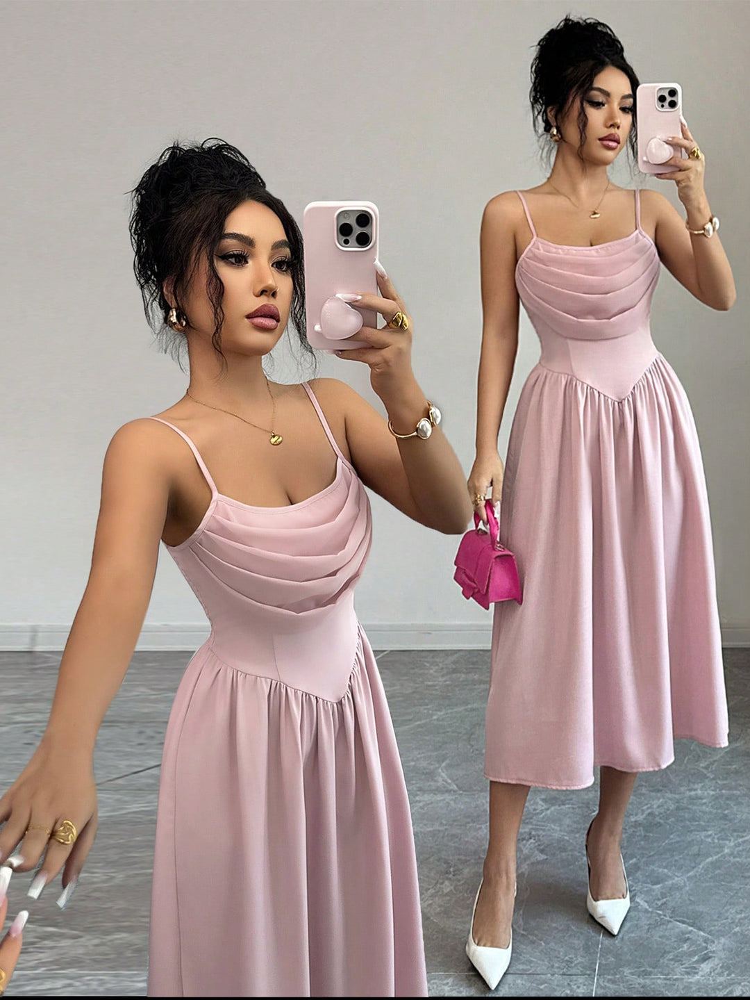 Rochie midi SHEIN, roz