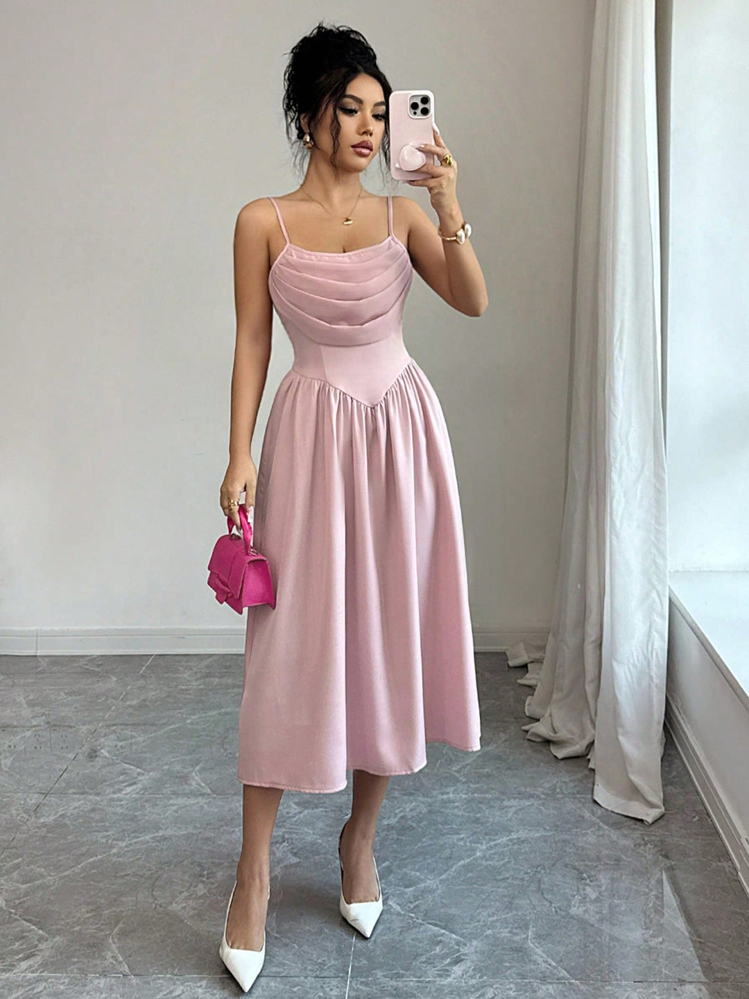 Rochie midi SHEIN, roz