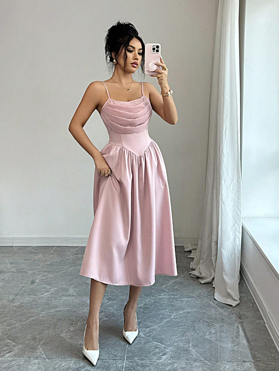 Rochie midi SHEIN, roz