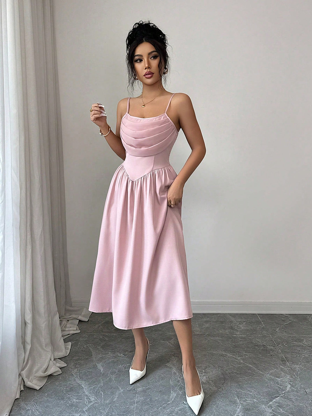 Rochie midi SHEIN, roz