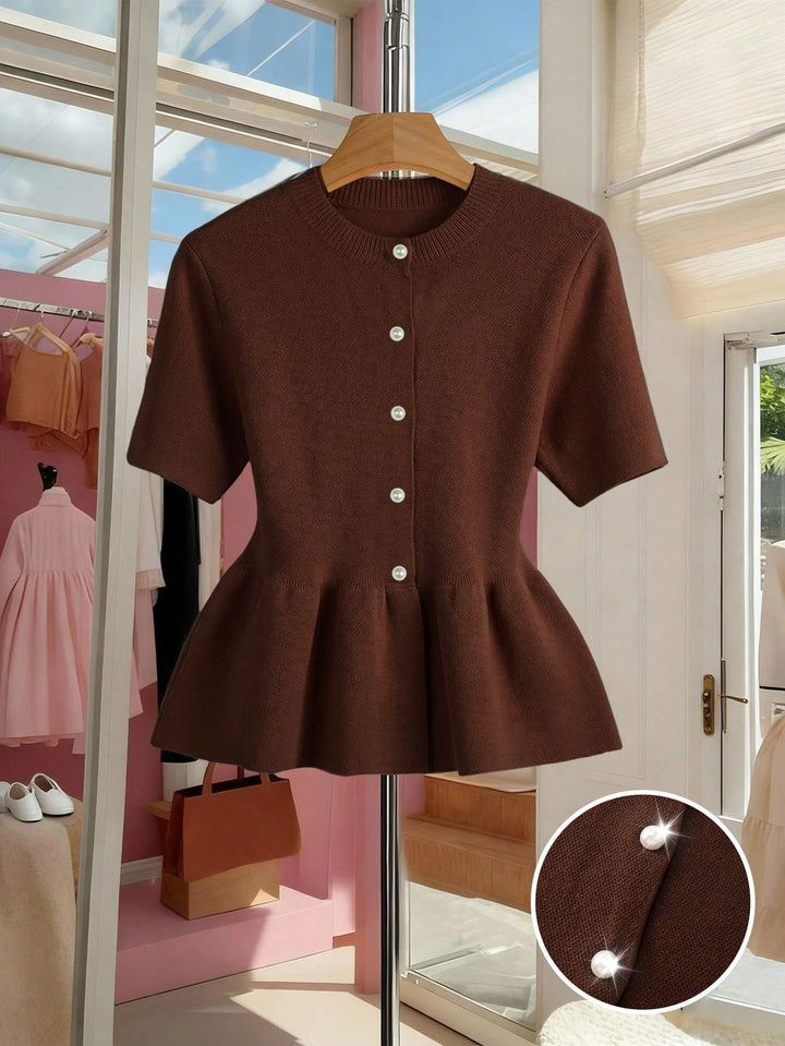Bluza tricotată SHEIN, maro
