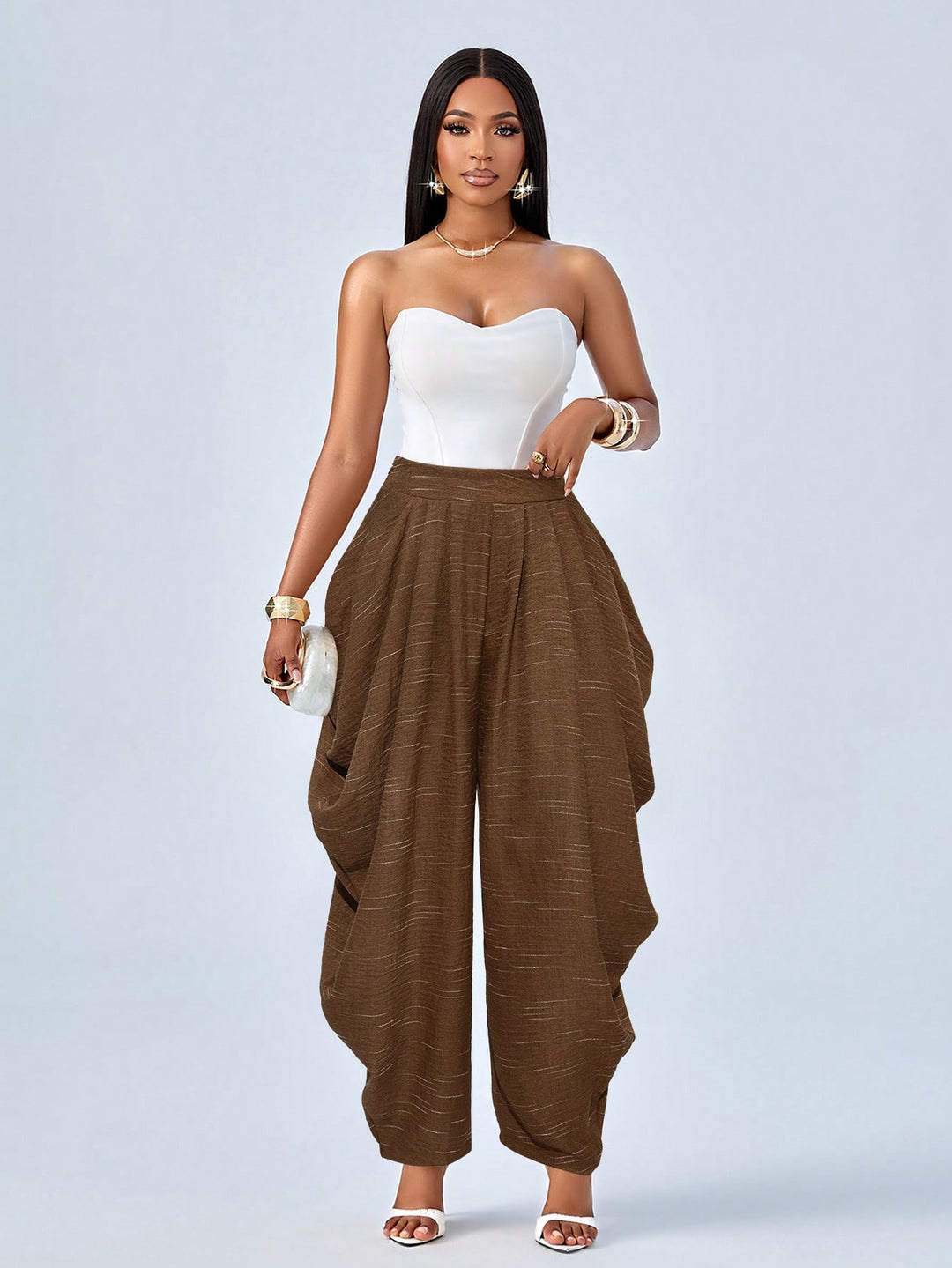 Pantaloni SHEIN, maro