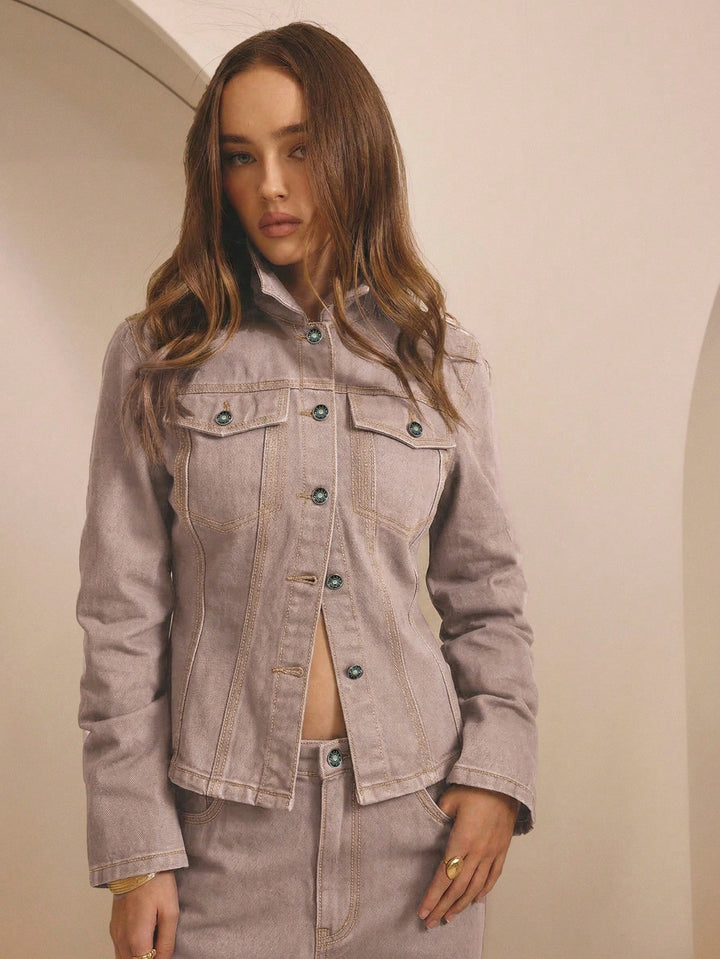 Jachetă denim SHEIN, roz