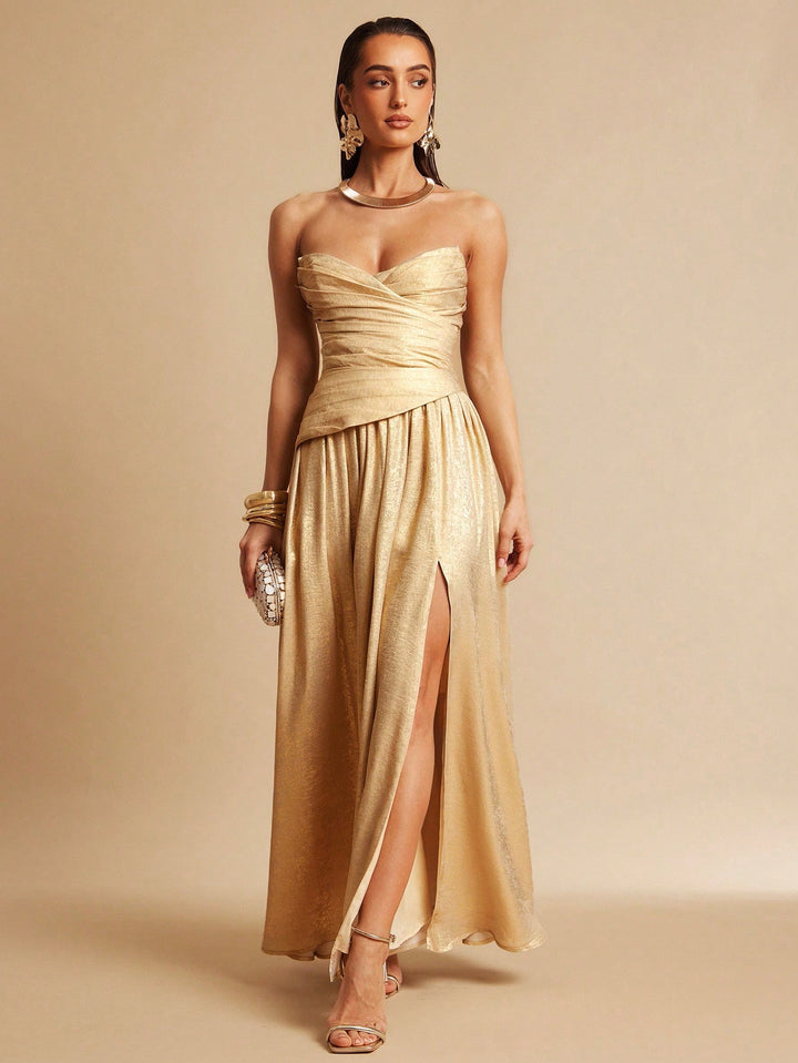 Rochie maxi SHEIN, auriu