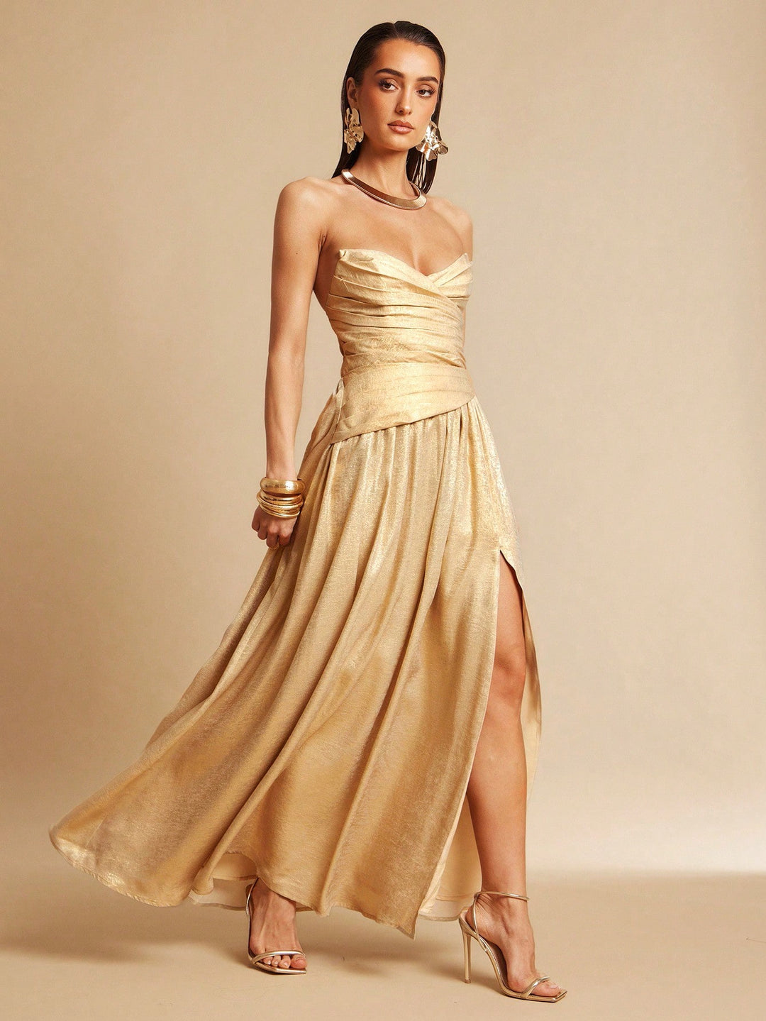 Rochie maxi SHEIN, auriu