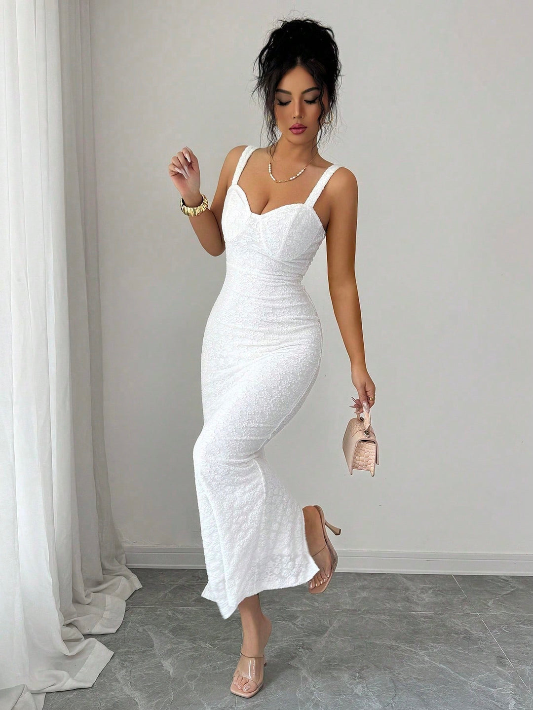 Rochie maxi SHEIN, alb