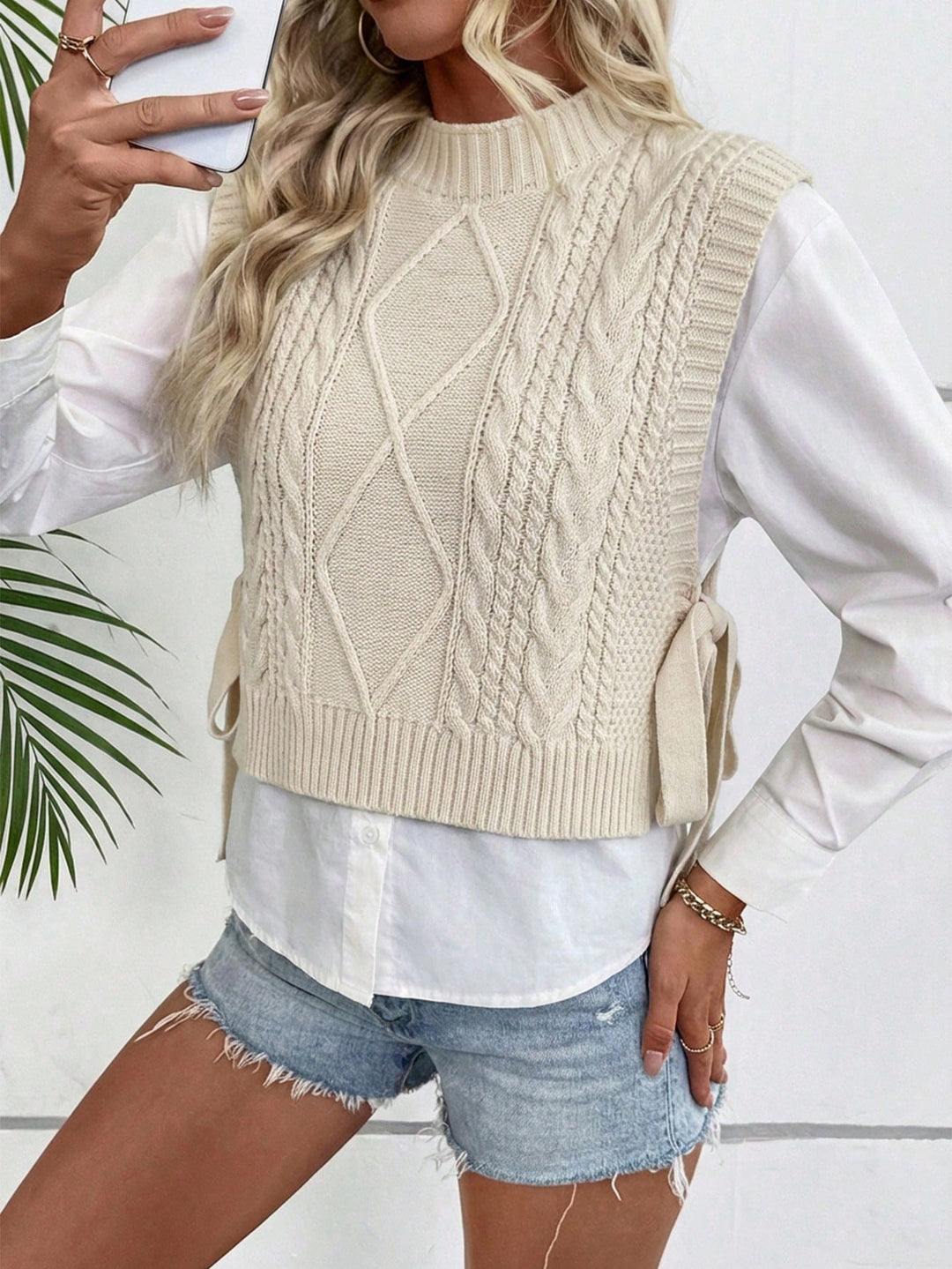 SHEIN mellény, krémszínű