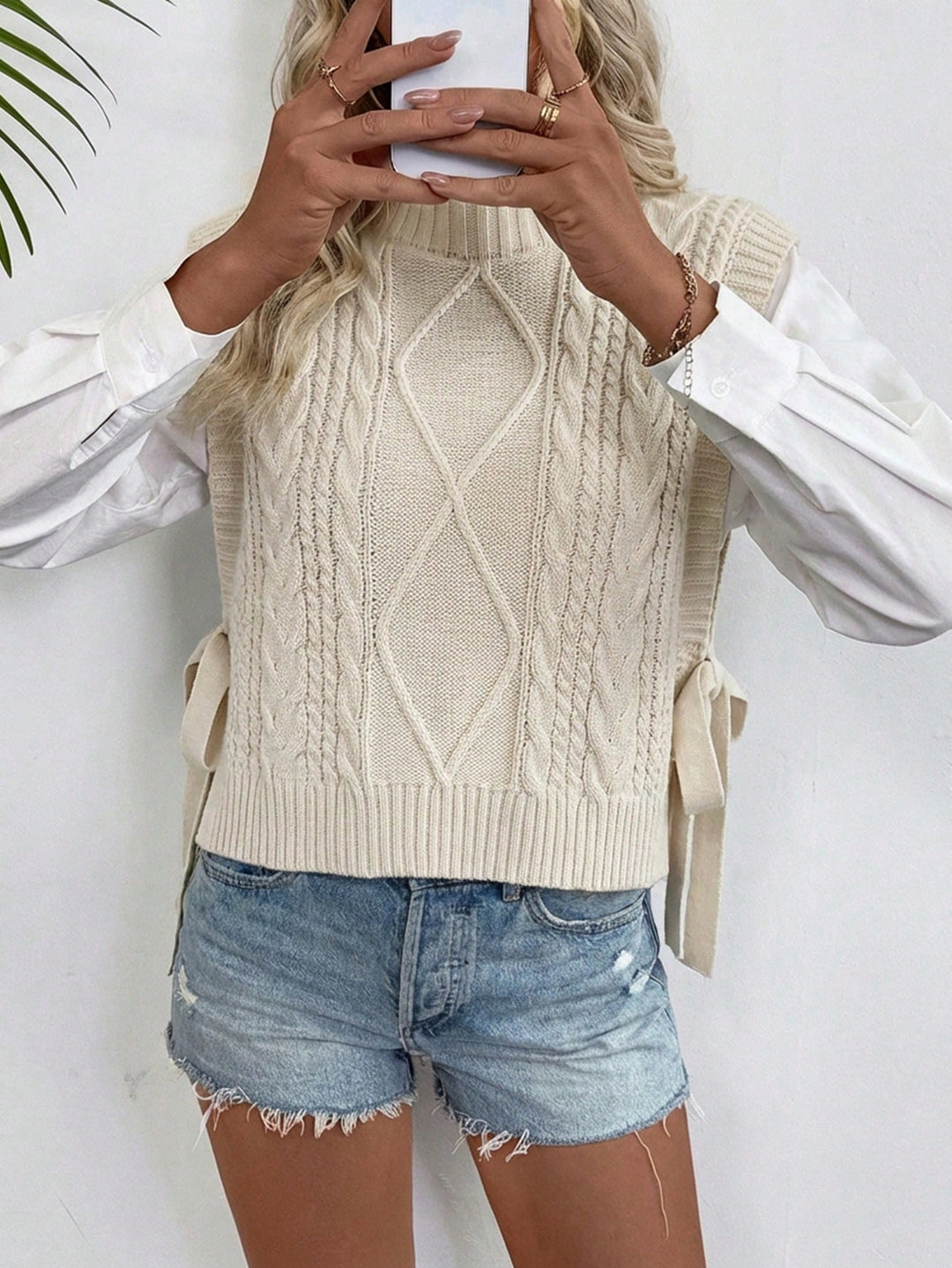 SHEIN mellény, krémszínű