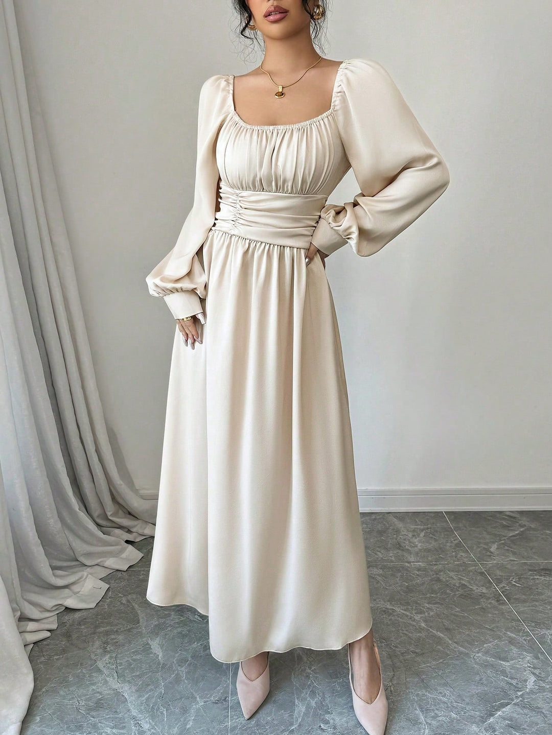 Rochie maxi SHEIN, bej