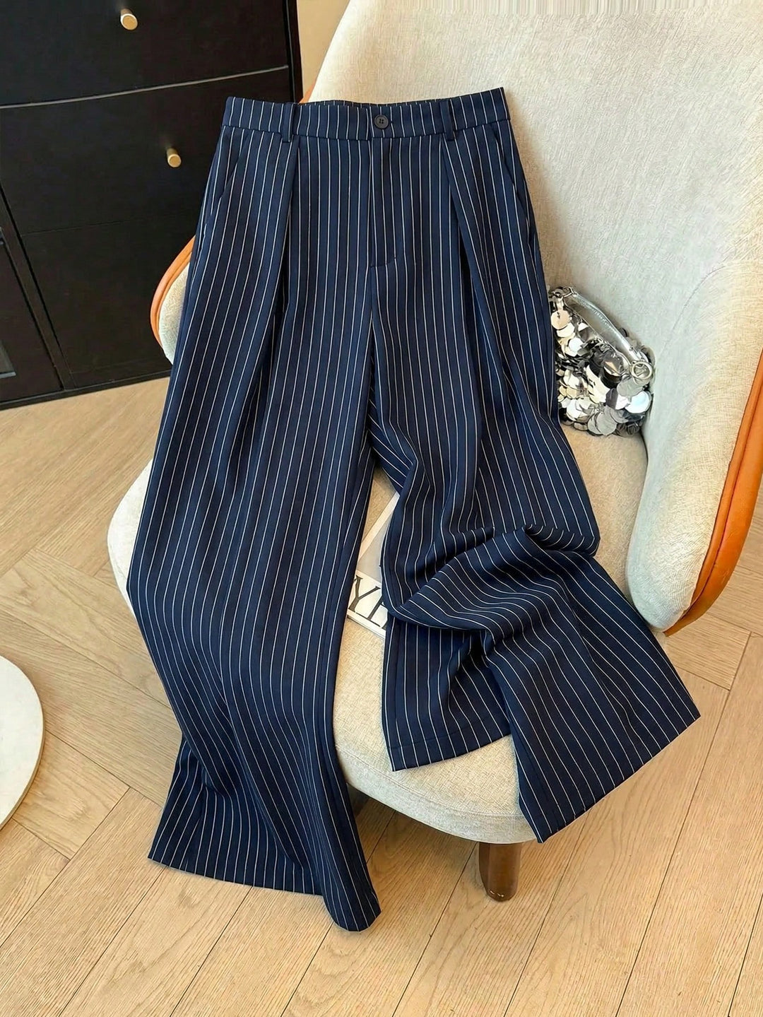 Pantalon de costum SHEIN, albastru