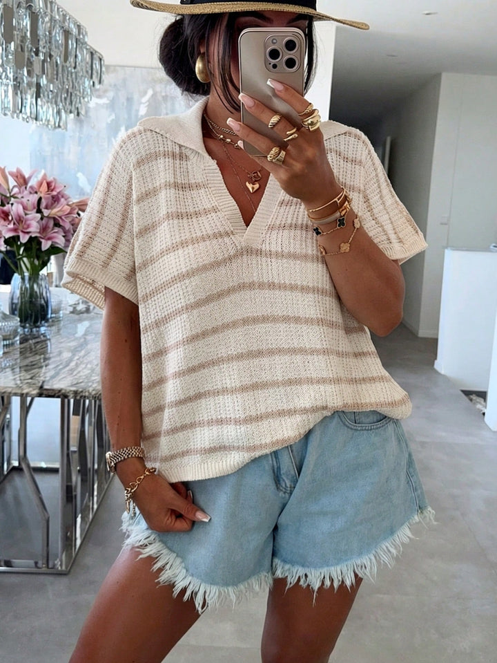 Top tricot cu maneca scurta SHEIN