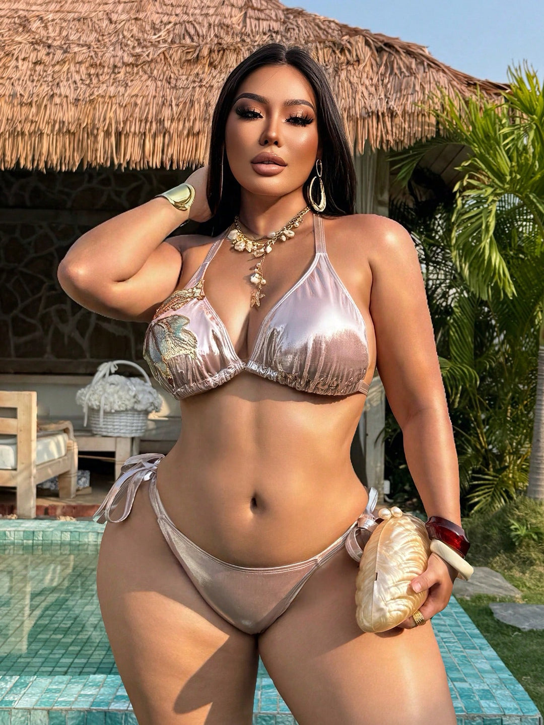 Set bikini de baie SHEIN, roz