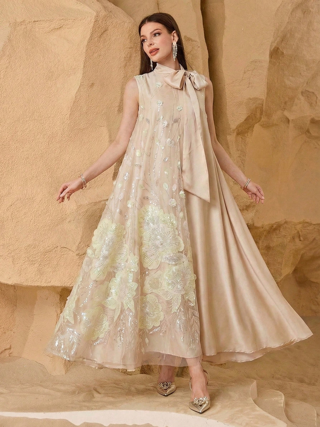 Rochie maxi SHEIN, bej
