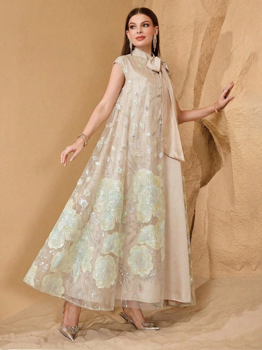 Rochie maxi SHEIN, bej
