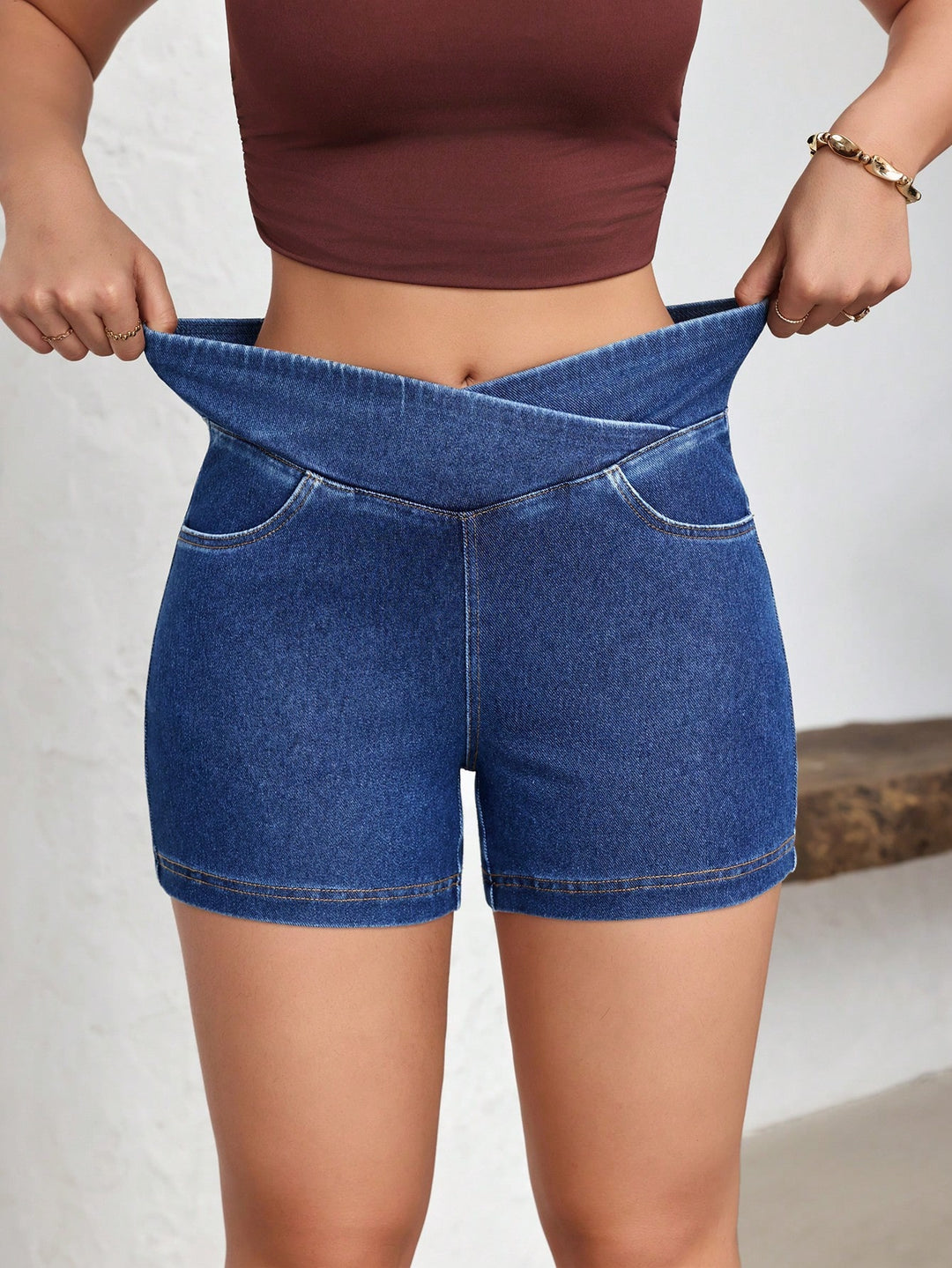 Pantaloni scurți SHEIN, albastru