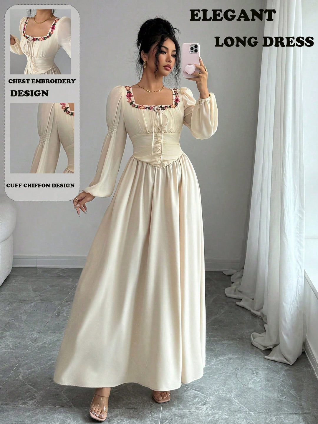 SHEIN Maxi Dress, Cream