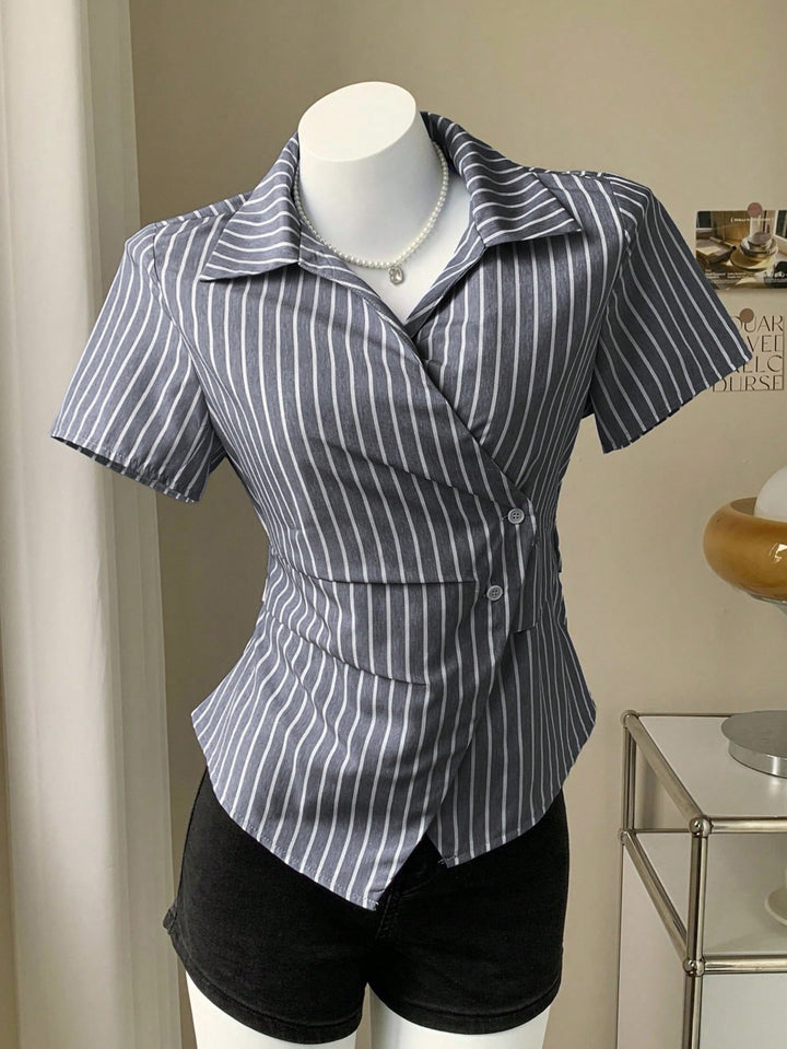 Tricou asimetric SHEIN, negru