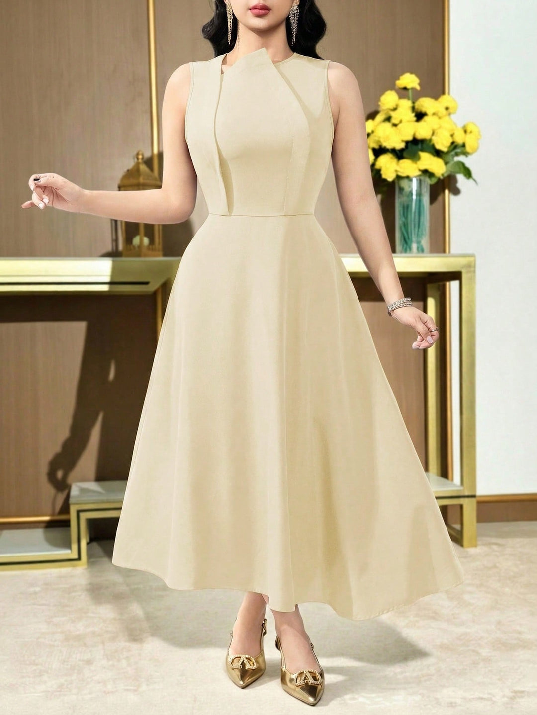 Rochie midi SHEIN, bej