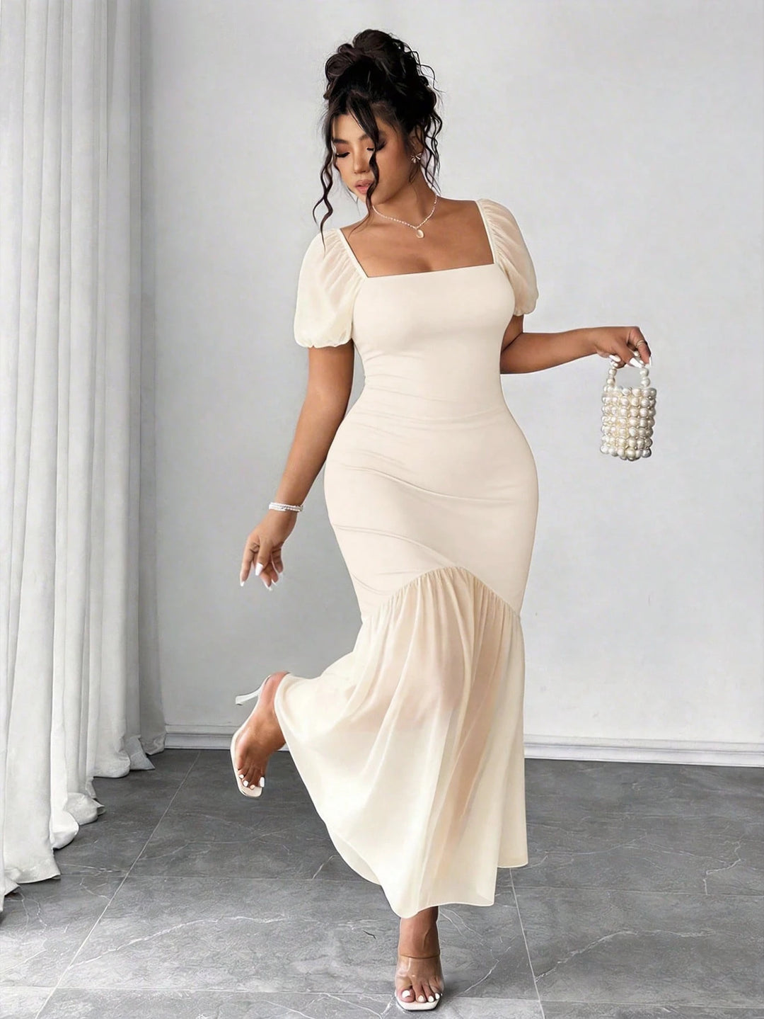 Rochie maxi SHEIN, crem