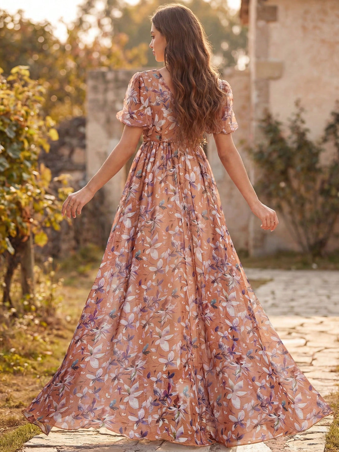 Rochie maxi SHEIN, portocaliu