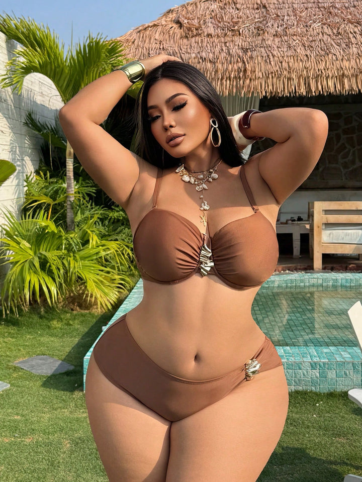 Set bikini de baie SHEIN, maro