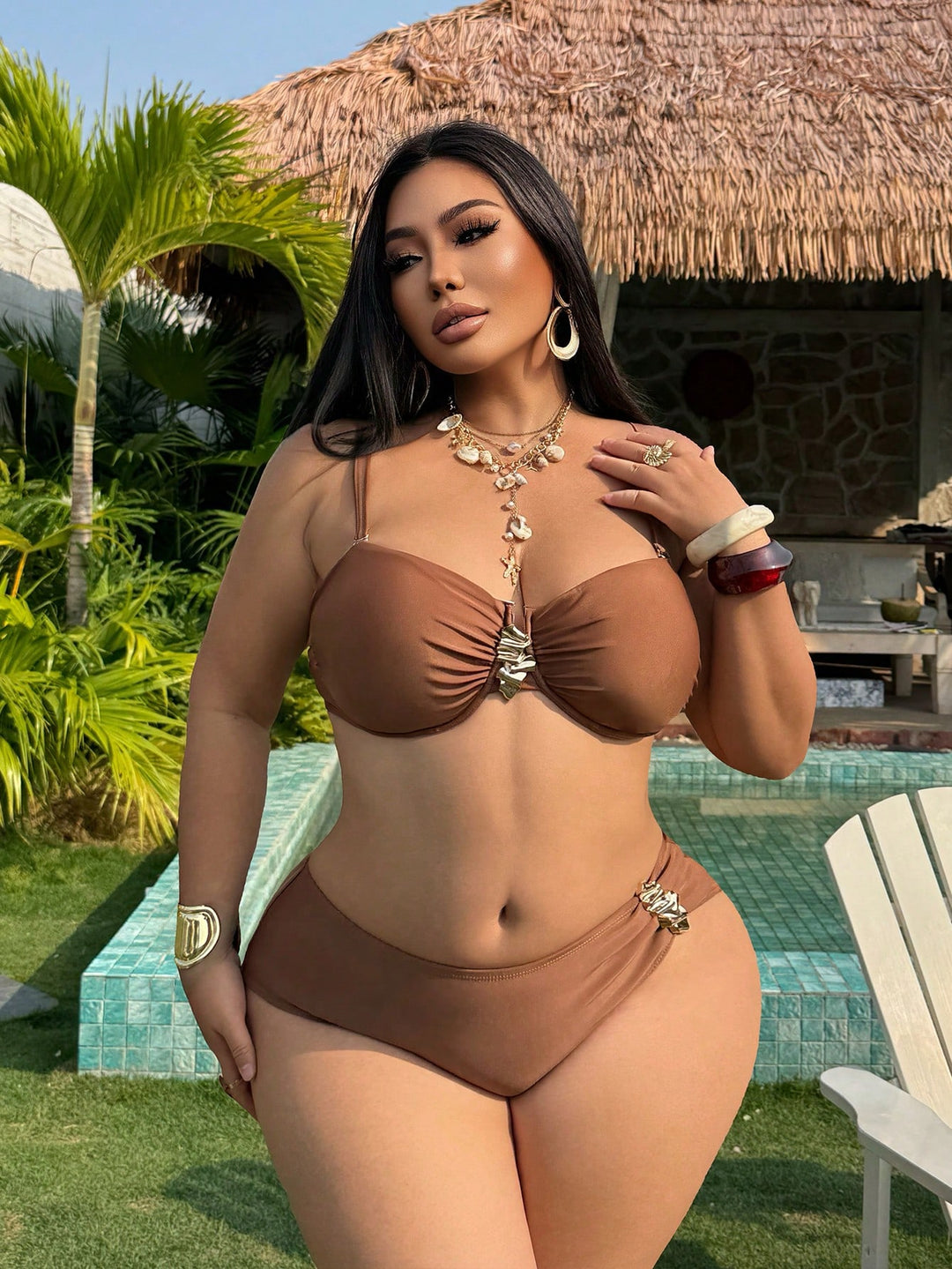 Set bikini de baie SHEIN, maro