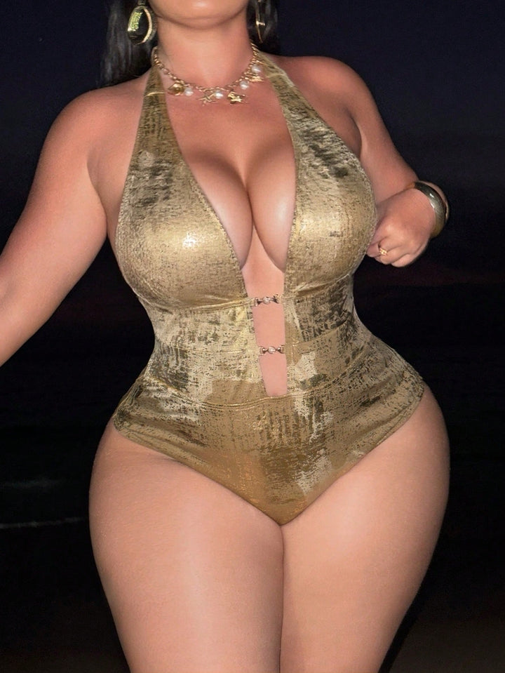 Costum de baie SHEIN, auriu