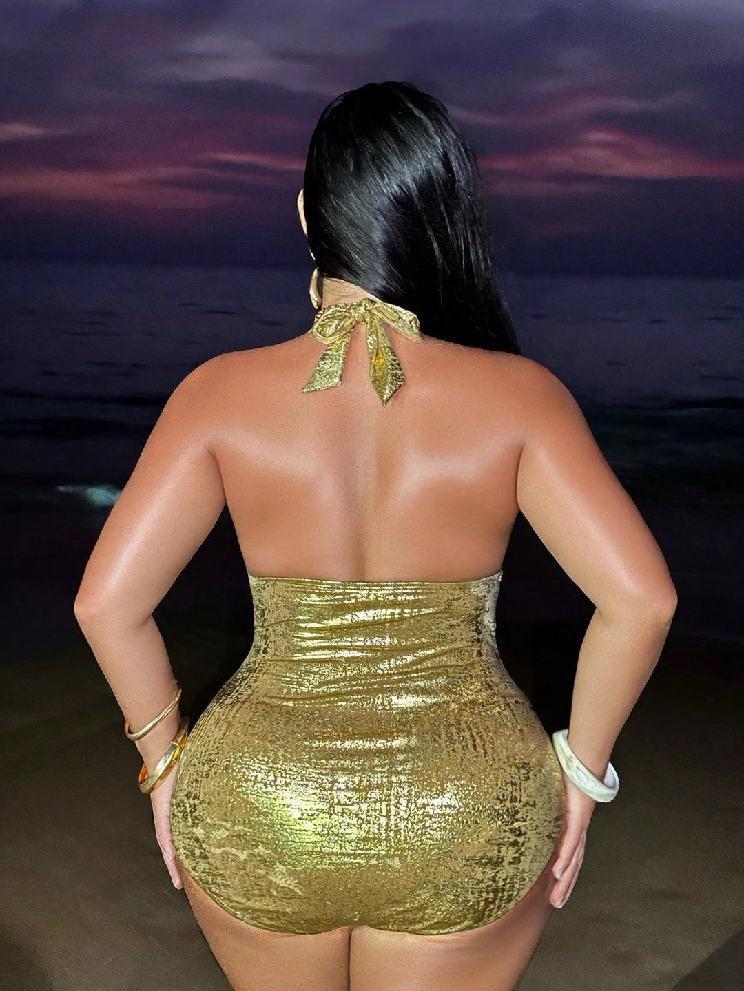 Costum de baie SHEIN, auriu