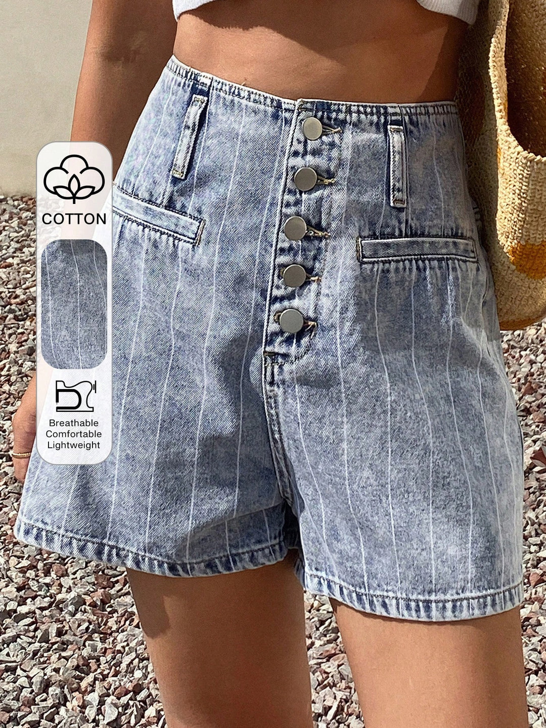 Pantaloni scurți SHEIN, albastru