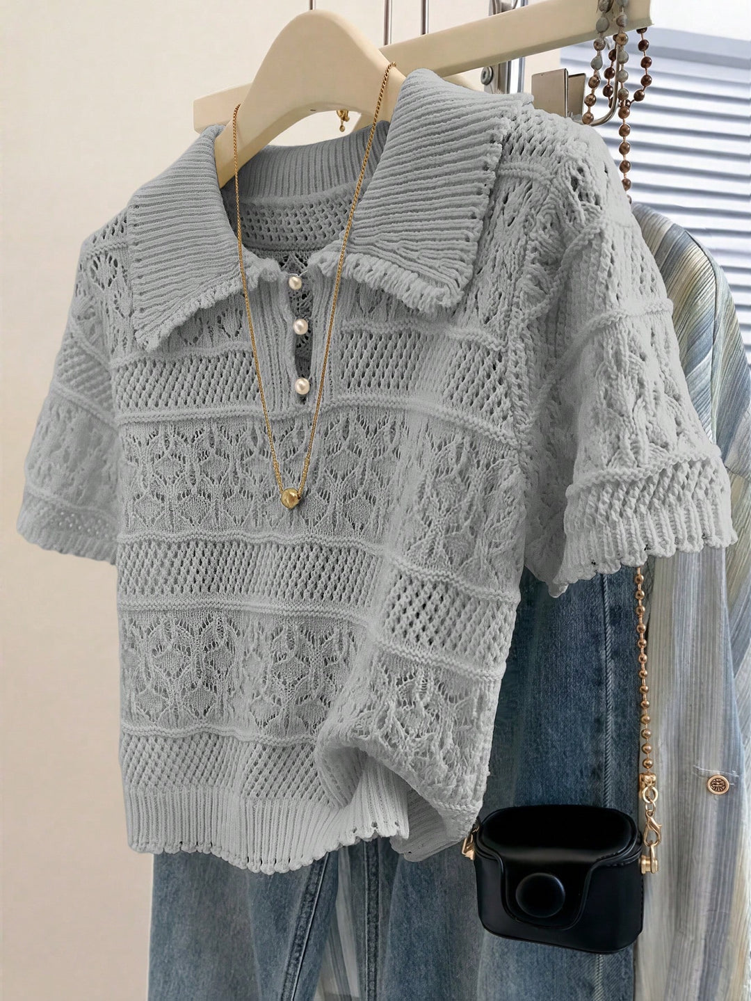 Pulover tricotat SHEIN, gri