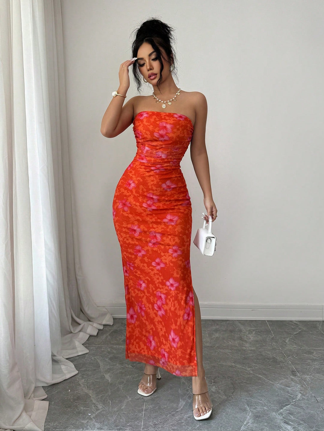 Rochie maxi SHEIN, portocaliu