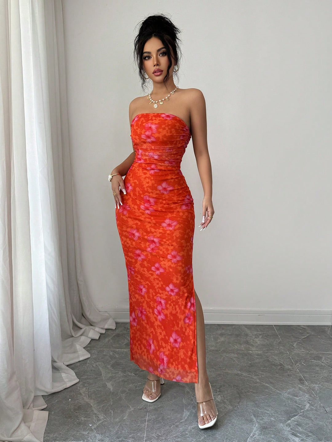Rochie maxi SHEIN, portocaliu