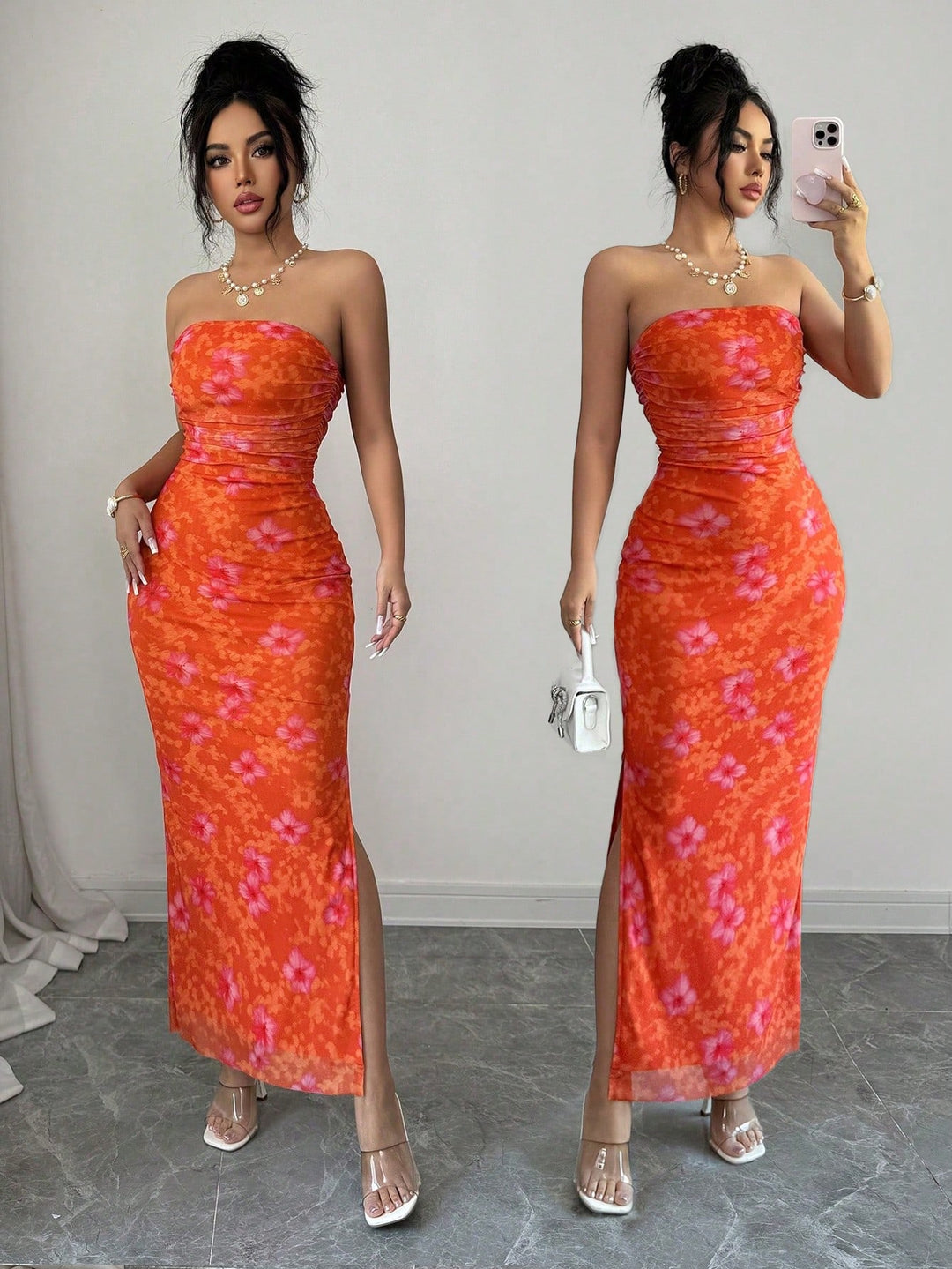 Rochie maxi SHEIN, portocaliu