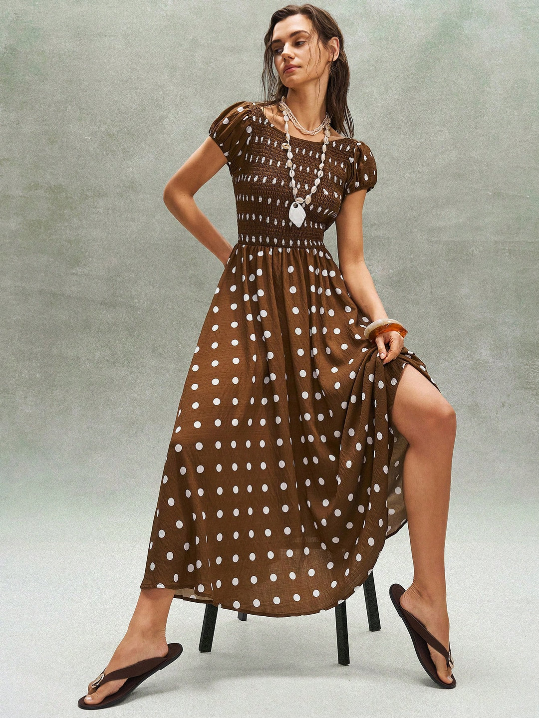 SHEIN maxi ruha, barna