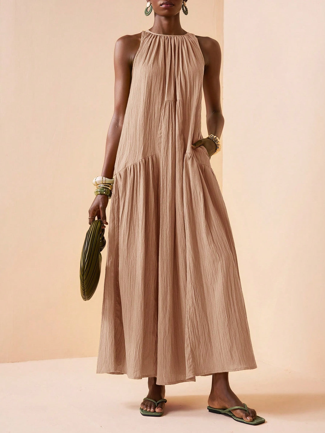 Rochie maxi SHEIN, kaki