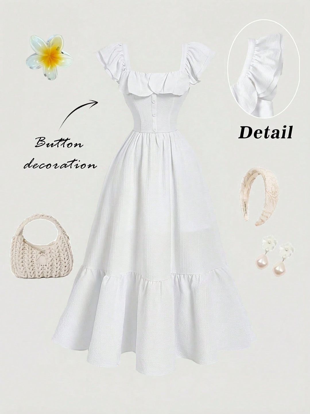 Rochie maxi SHEIN, alb