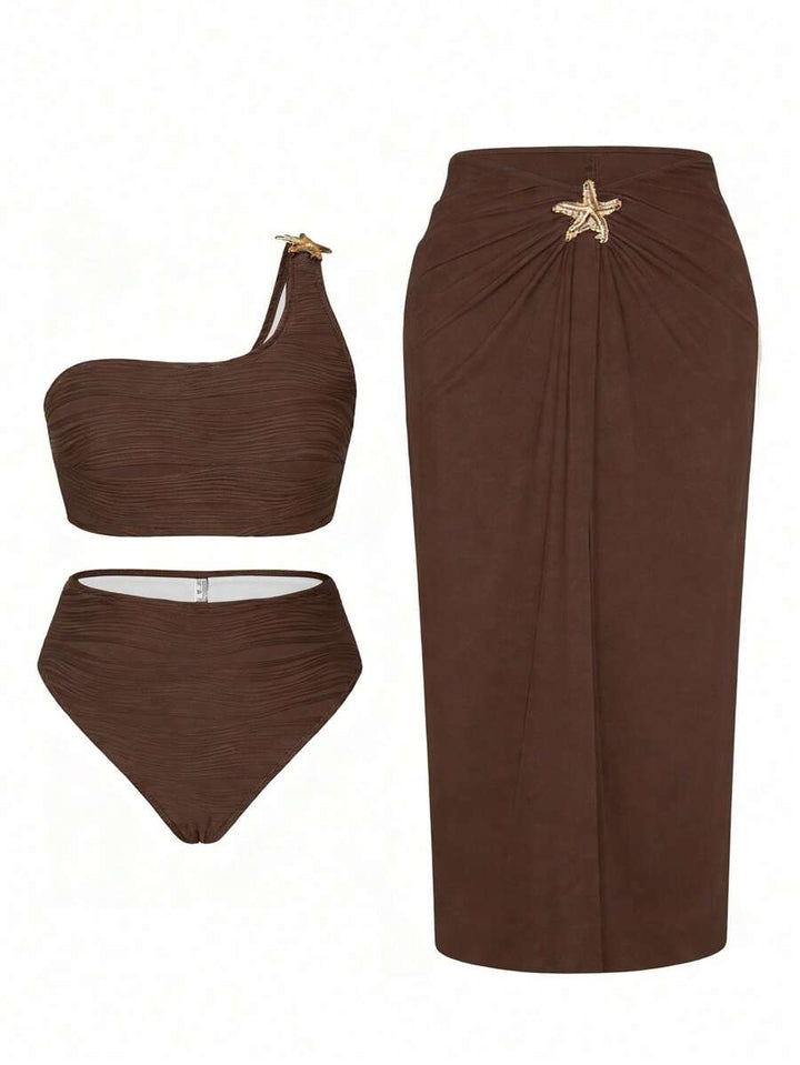 Set costum de baie SHEIN, maro