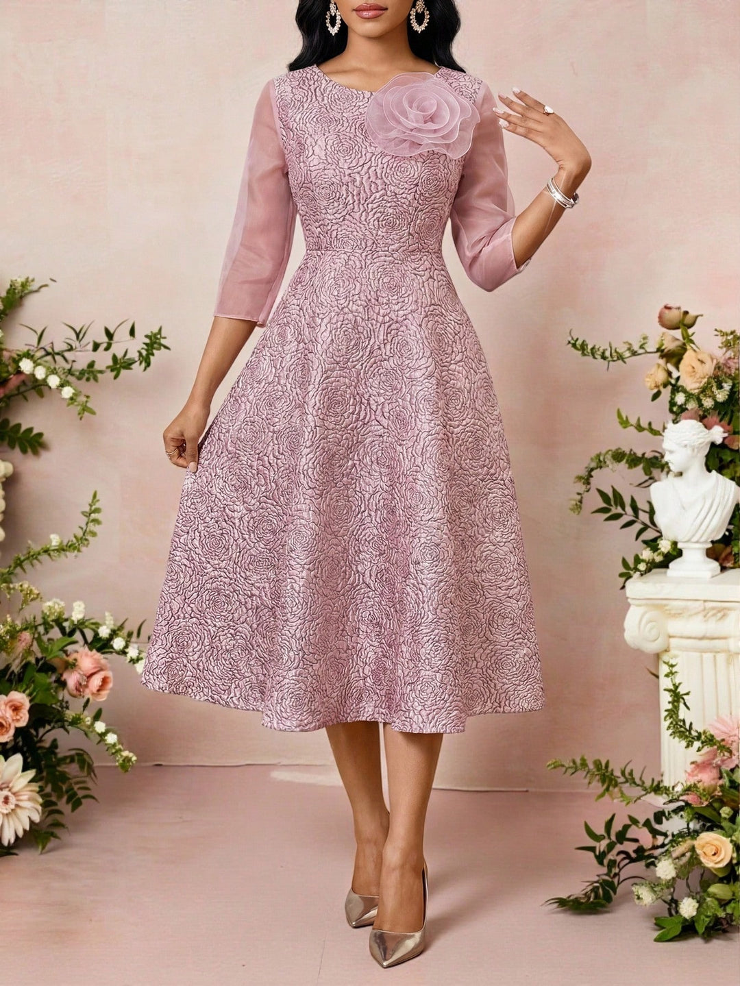 Rochie midi SHEIN, roz