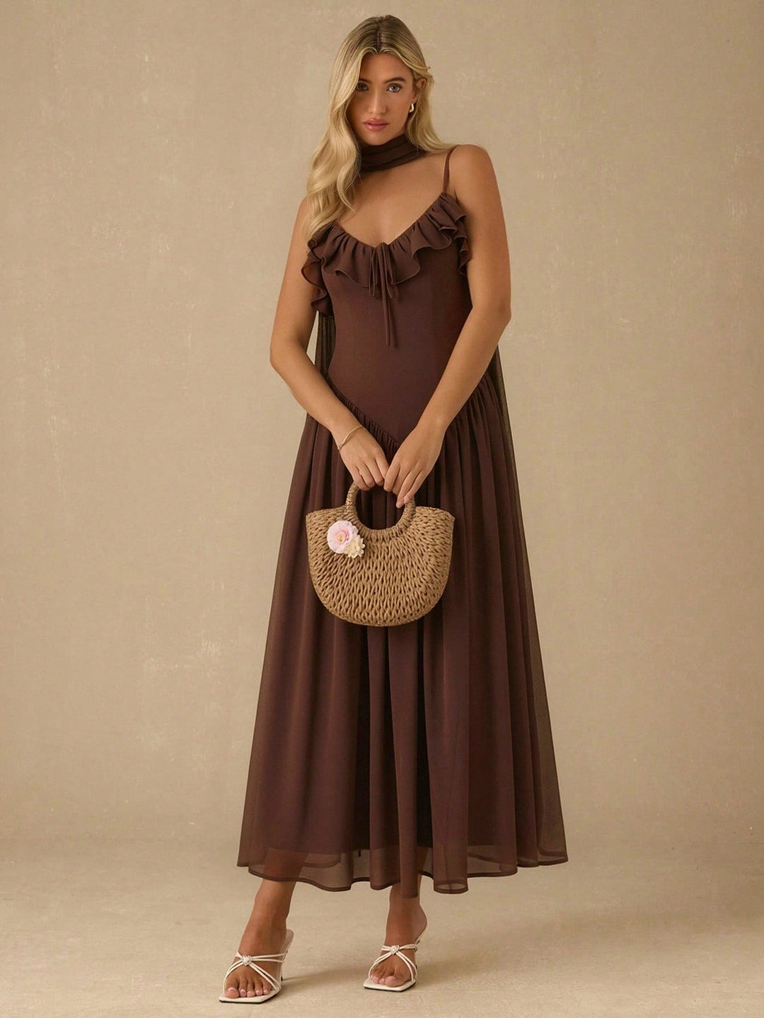 Rochie maxi SHEIN, maro